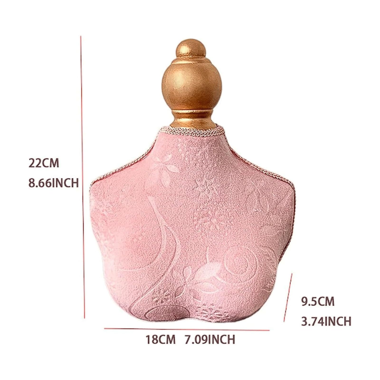Espositore per gioielli, in velluto, manichino porta collane, design floreale, organizer per gioielli per casa o negozio, scaffale per ciondoli, 18 x 9,5 x 22 cm