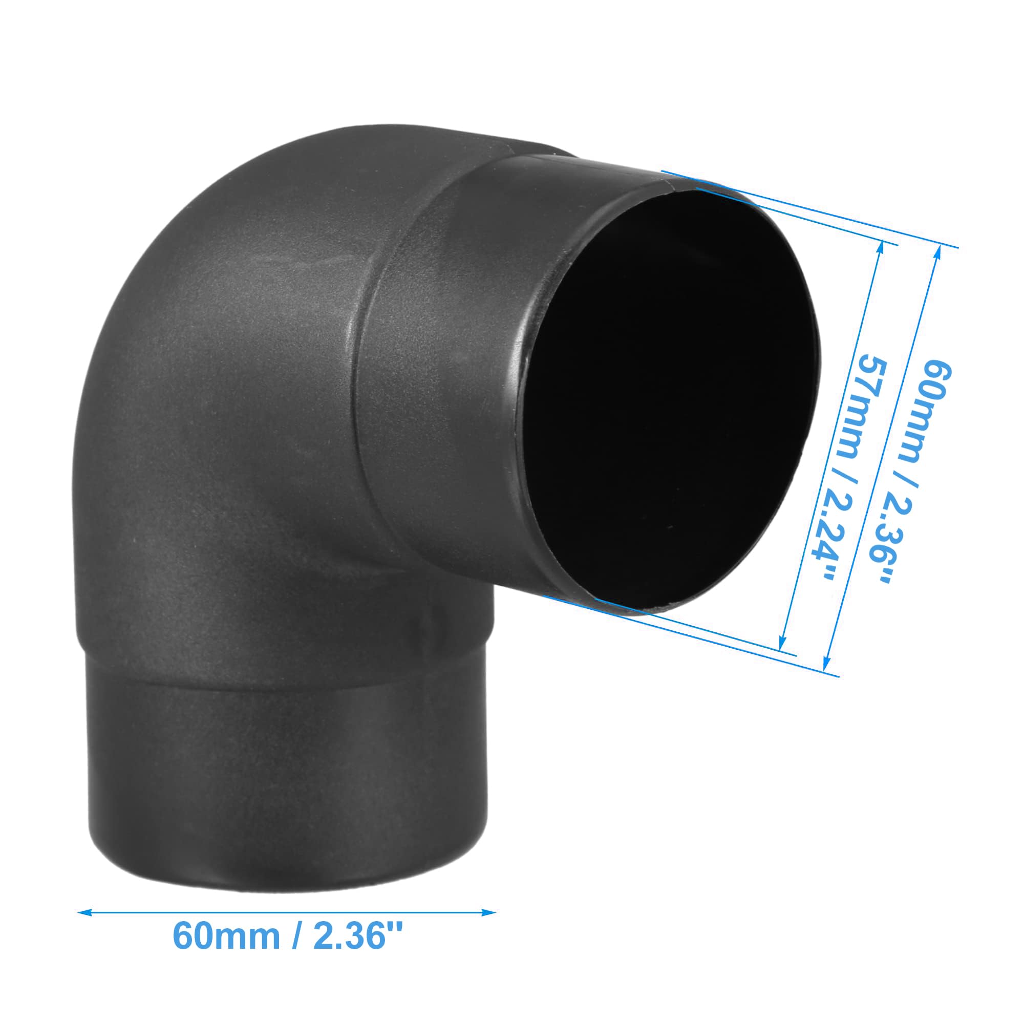 Diesel Heater 90 Degree Elbow Car Air Diesel Heater Duct Car Heater Warm Air Ducting Pipe Elbow Outlet Double Connector 2.36'' 60mm OD Black (Set Of 2 3 Inch Duct Elbow