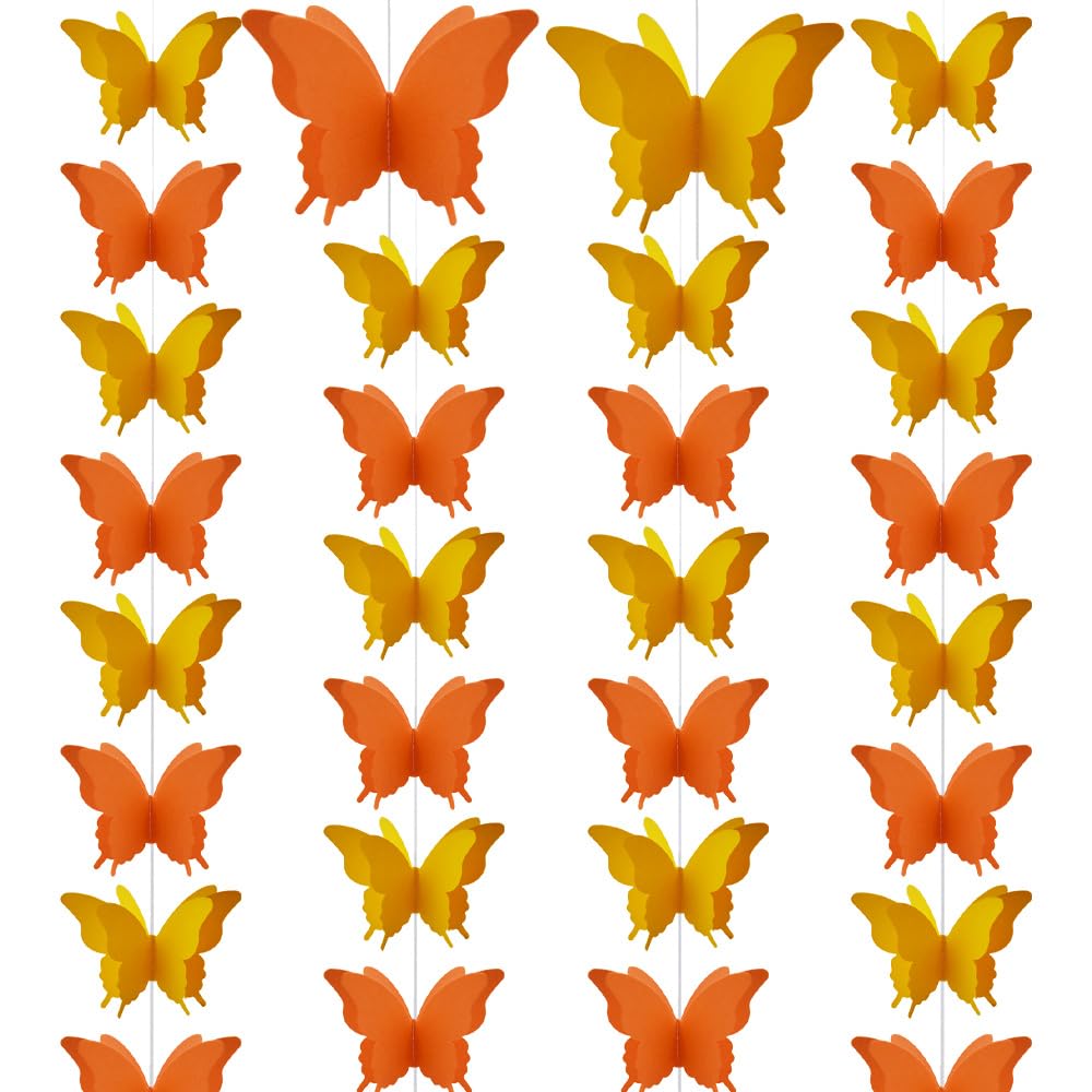 Ruidee Ghirlanda di carta a forma di farfalla, 4 pezzi, da appendere, con fiori e farfalle, decorazione da appendere per Halloween, feste di