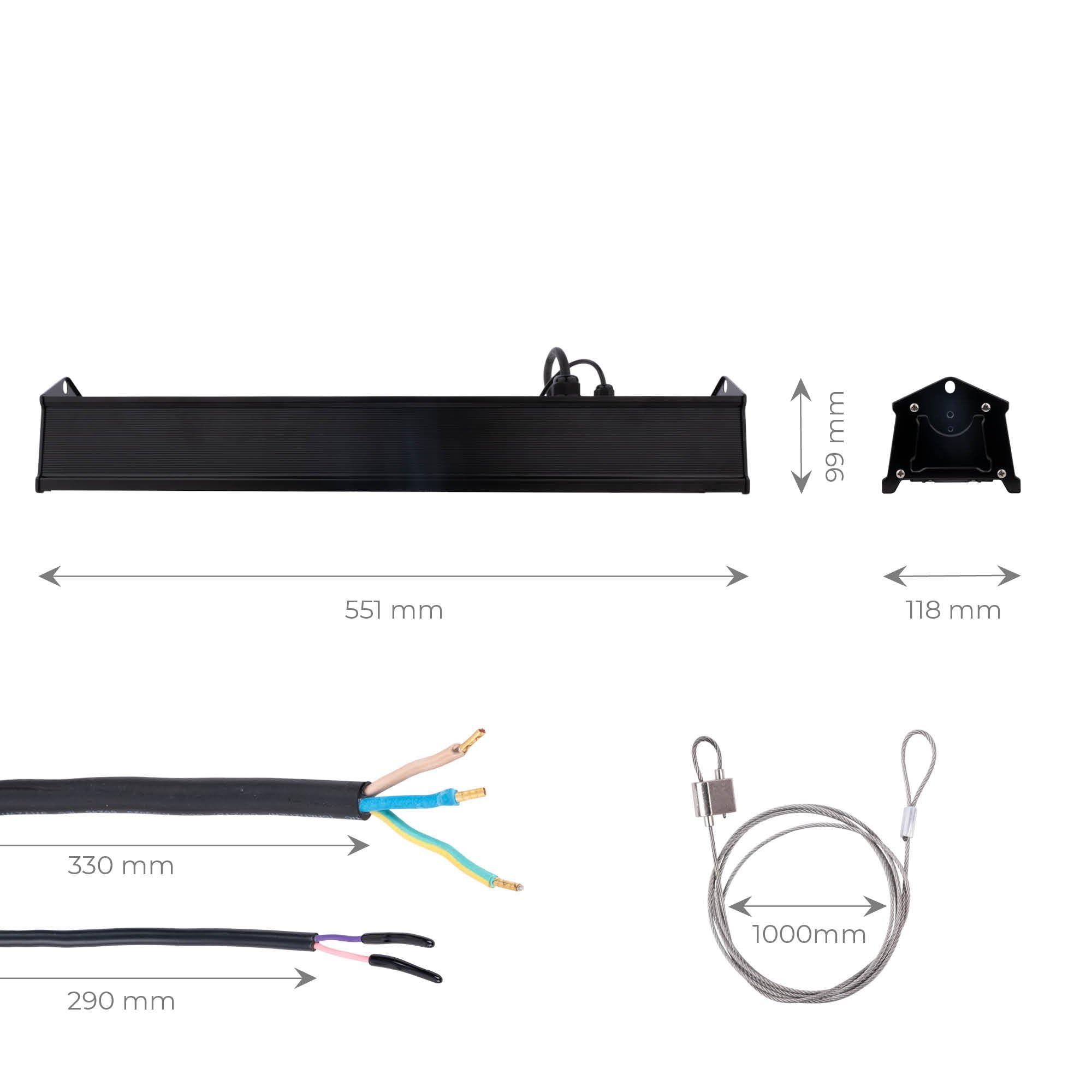 Ledvion - LED Lineal High Bay 100W (6000K, 175lm/W, regulable, IP65), 5 Años de Garantía, Eficiencia Energética
