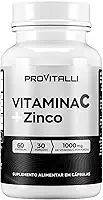 Vitamina C 1000mg + Zinco 29,59mg Por porção | ProVitalli | Dupla Ação Imunológica e Antioxidante | Reforço para Defesas do Corpo | Alta Absorção | 60 Cápsulas - 30 Porções