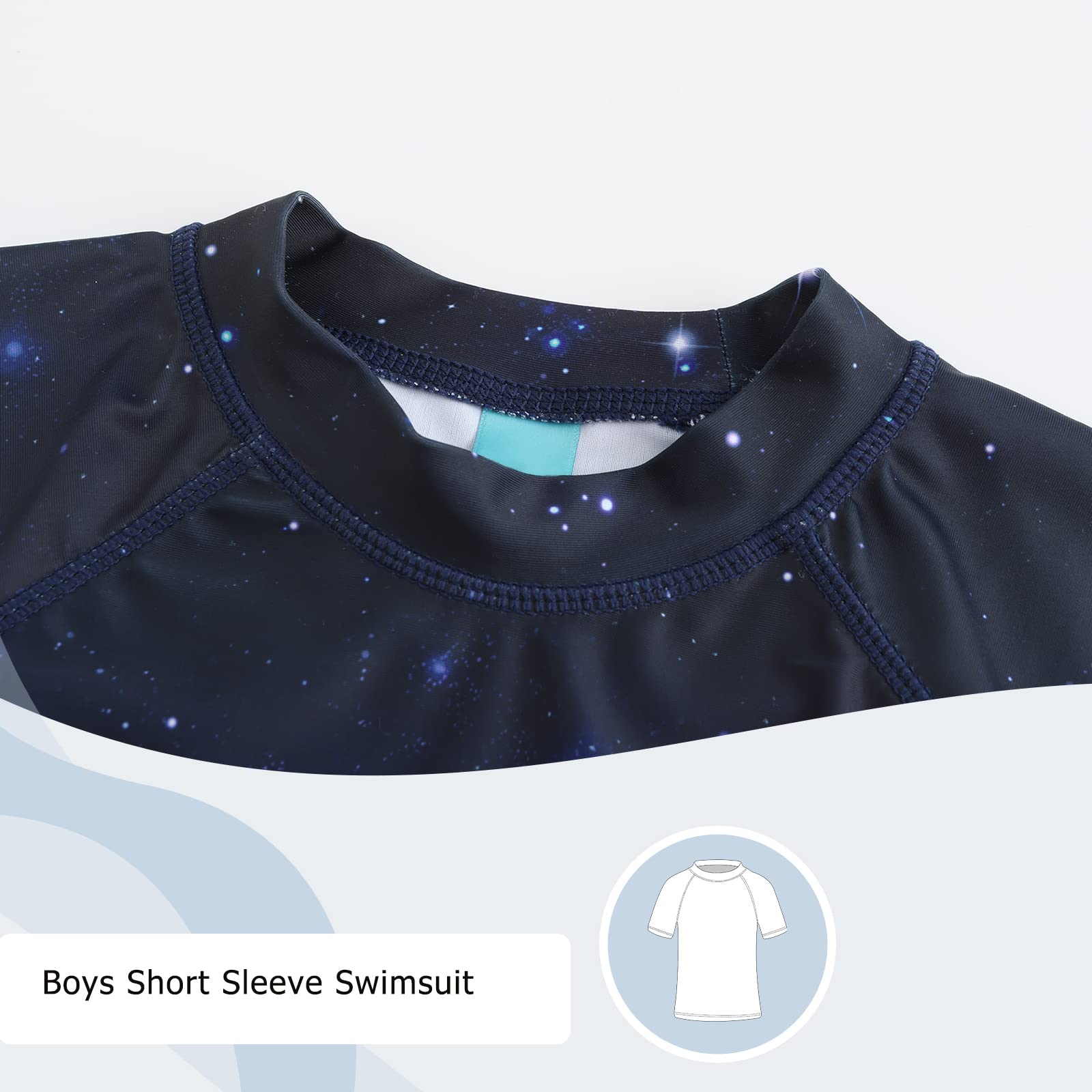 Traje de baño de manga corta para niños, camiseta de natación de secado rápido, chaleco de erupción para niños de 4 a 16 años, Azul marino, 9-10 años