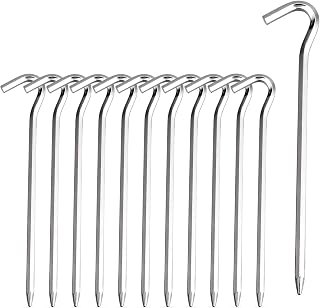 FANBX Aluminum Tent Pegs - 7" Hexagon Stakes with Hook for Hard Ground Camping Tents, Canopies & Beach Anchoring
