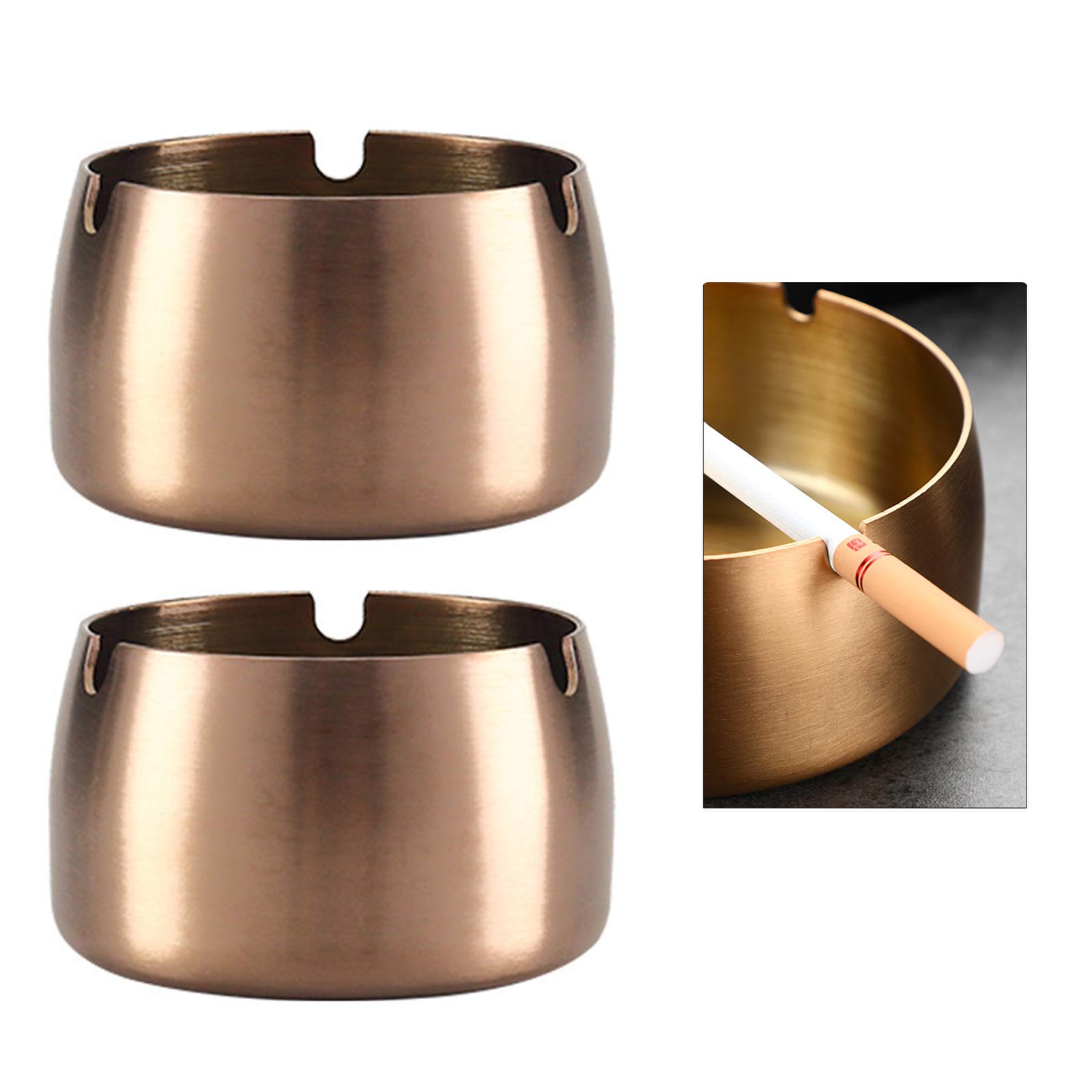 6 Posacenere In Acciaio Inox - Rotondi, Moderni, Per Interni Ed Esterni - Foto 9