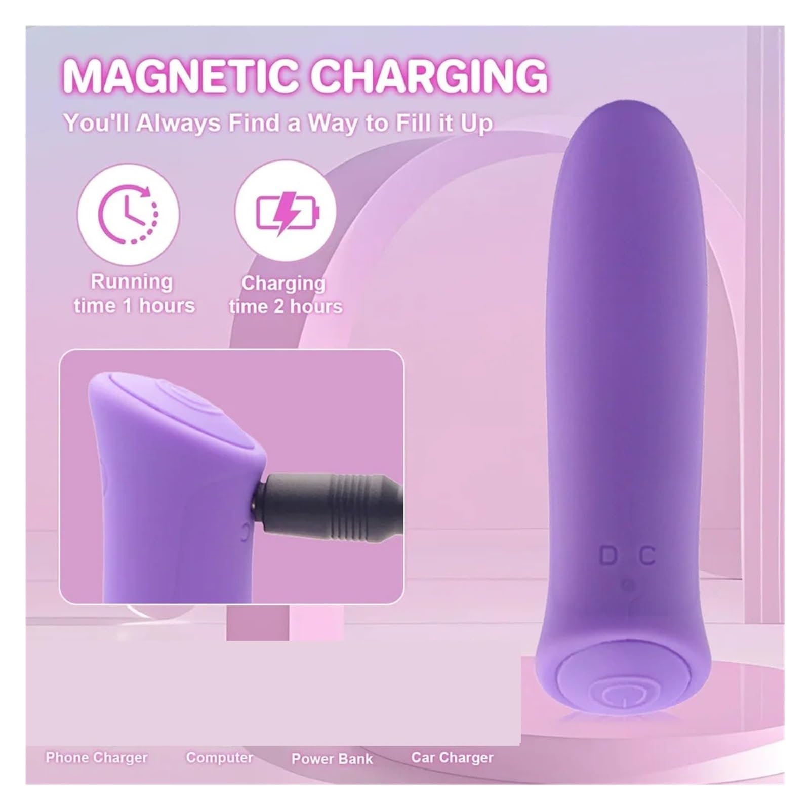 Mini vibratore a proiettile for donna 7 modalità Silicone medico USB ricaricabile impermeabile(E0238-D)