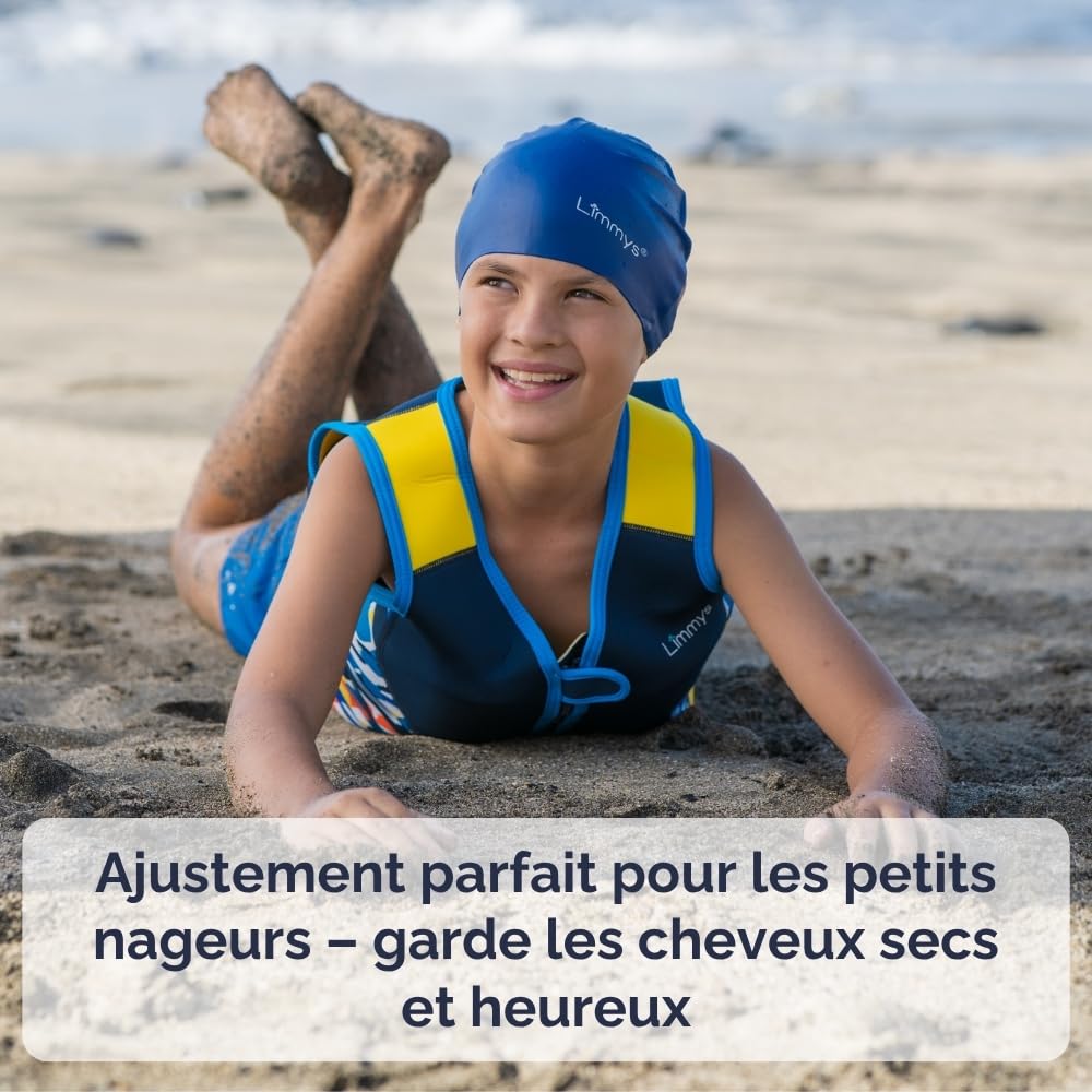 Limmys Bonnet de Bain en Silicone pour Enfants – Bonnet Doux Antidérapant pour Garçons/Filles – Ajustement Confortable Sans Tirer, Protection des Oreilles, Silicone Durable Sans Latex, Facile à Mettre