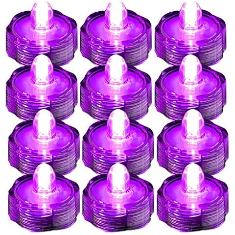 TDLTEK Waterproof Submersible Led Lights Tea Lights for Wedding, Party, Decoration (12 Pieces Pink) Cover