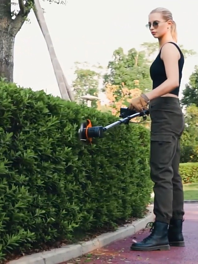 Weed Wacker Cordless,24v Electric Weed Eater Battery Powered,3 in 1 Lightweight Grass Trimmer with 2 4.0 Ah Batteries & Charger,Height Adjustable Wheeled Brush Cutte for Lawn Care,Garden,Yard (red)