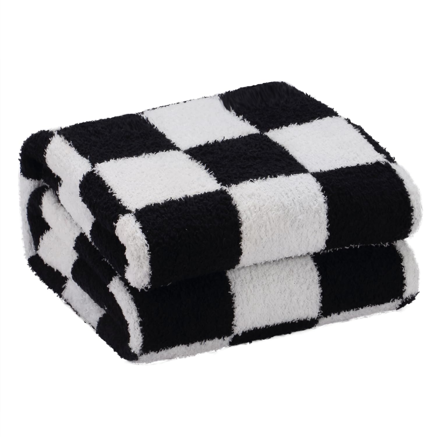 CREVENT Ultra Soft and Plush Reversible Microfiber Throw Blanket for Couch Sofa and Bed (127x152cm Checkered Black)