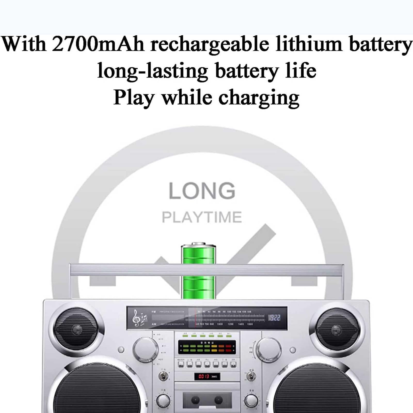 Lettore CD portatile Boombox, radio AM/FM, ingresso Bluetooth/AUX, stile retrò anni '80 con altoparlante integrato per casa, famiglia e viaggi