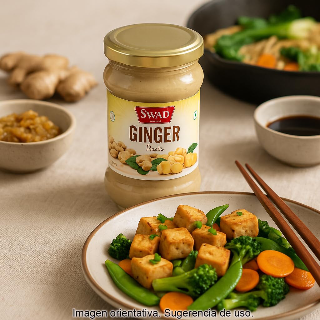 Pasta de Jengibre 300 g 100% jengibre triturado listo para cocinar, ideal para wok, salsas y marinados, sabor asiático sin pelar ni rallar