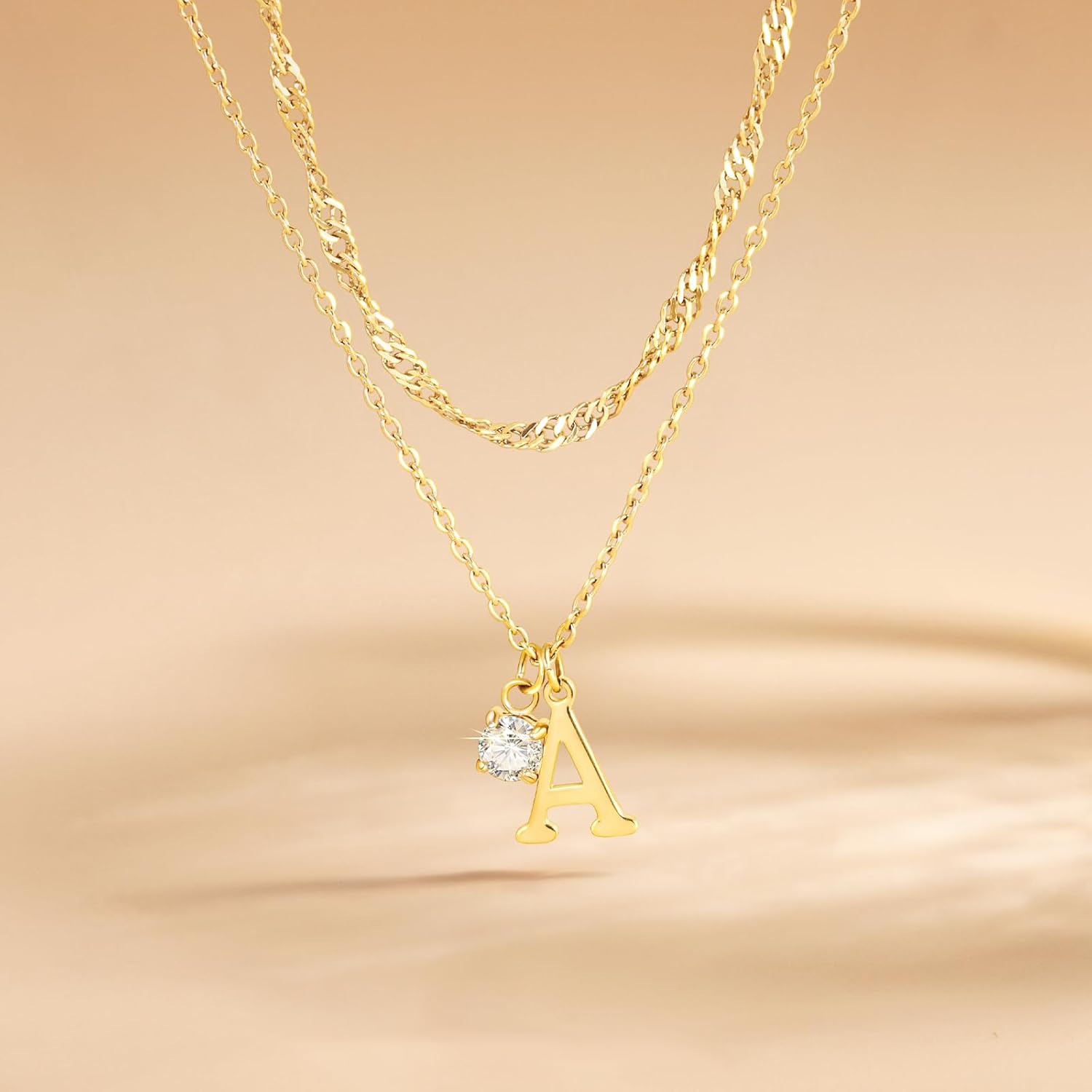 Initial Necklaces for Women Girls Dainty Gold Letter Necklace Stack Non Tarnish 14K Layered Necklaces Simple Chain CZ Diamond Pendant Necklaces Stacked A-Z Name Personalized Trendy Jewelry Gift - Image 5