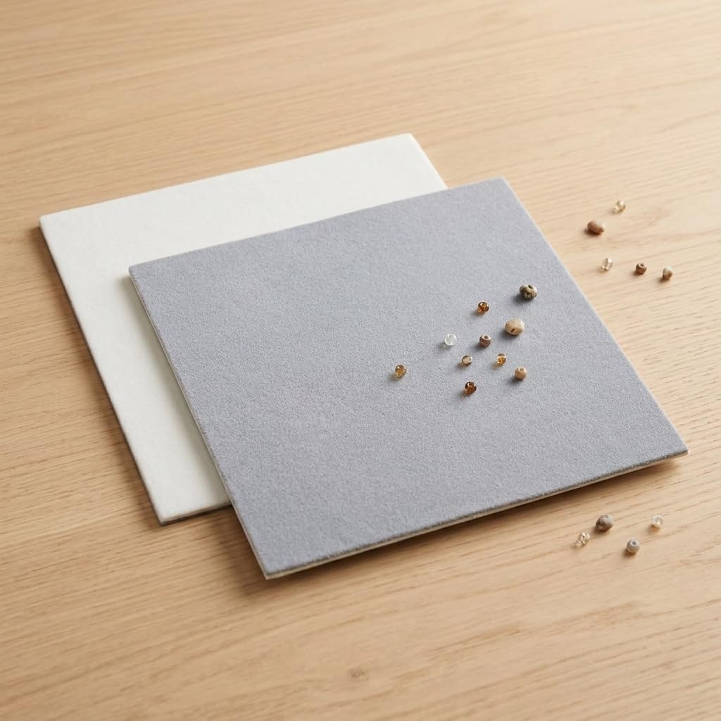SILENRADAWN Bead Mats for Beading 2 Piece Gray Sponge Flocking Jewelry Use