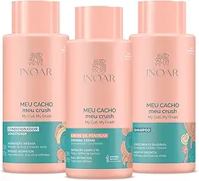 Inoar, Meu Cacho Meu Crush Kit para Hidratação, Definição e Nutrição dos Cachos – 3x500ml
