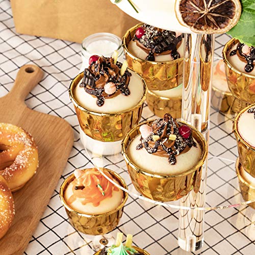 Yestbuy 3 Tier Round Cupcake Stand, Acrylic Cake Stand, Cupcake Tower Stand, Premium Cupcake Holder For 28 Cupcakes, Display For Pastry Wedding Birthday Party (4.7" Between 2 Layers) #TOP3