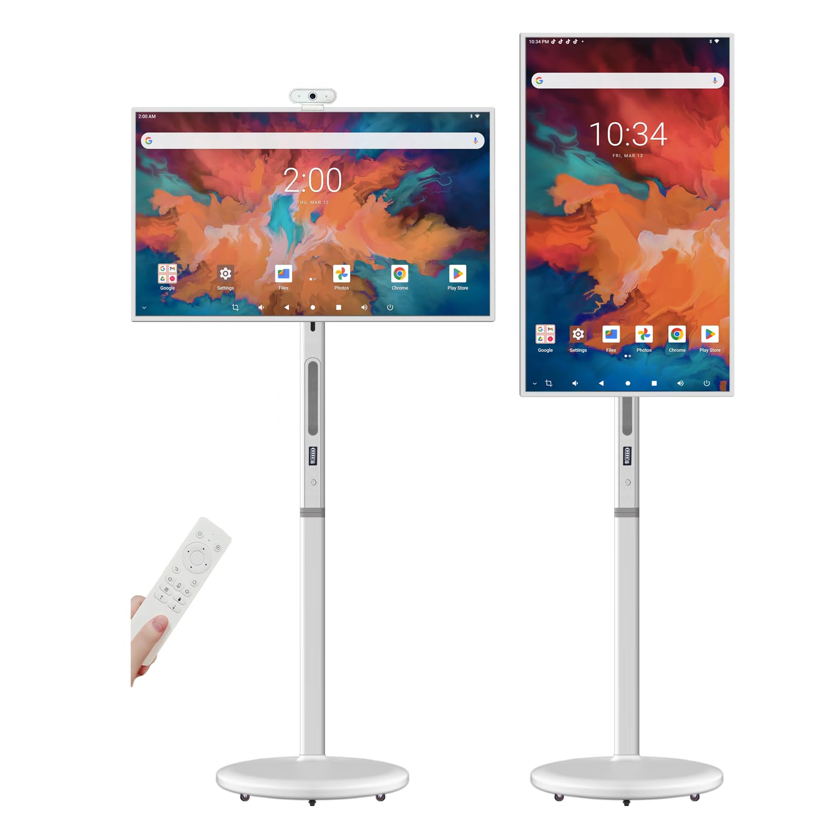 32" Smart Portable TV on Wheels, 1080P FHD Android 13 OS Mobile TV