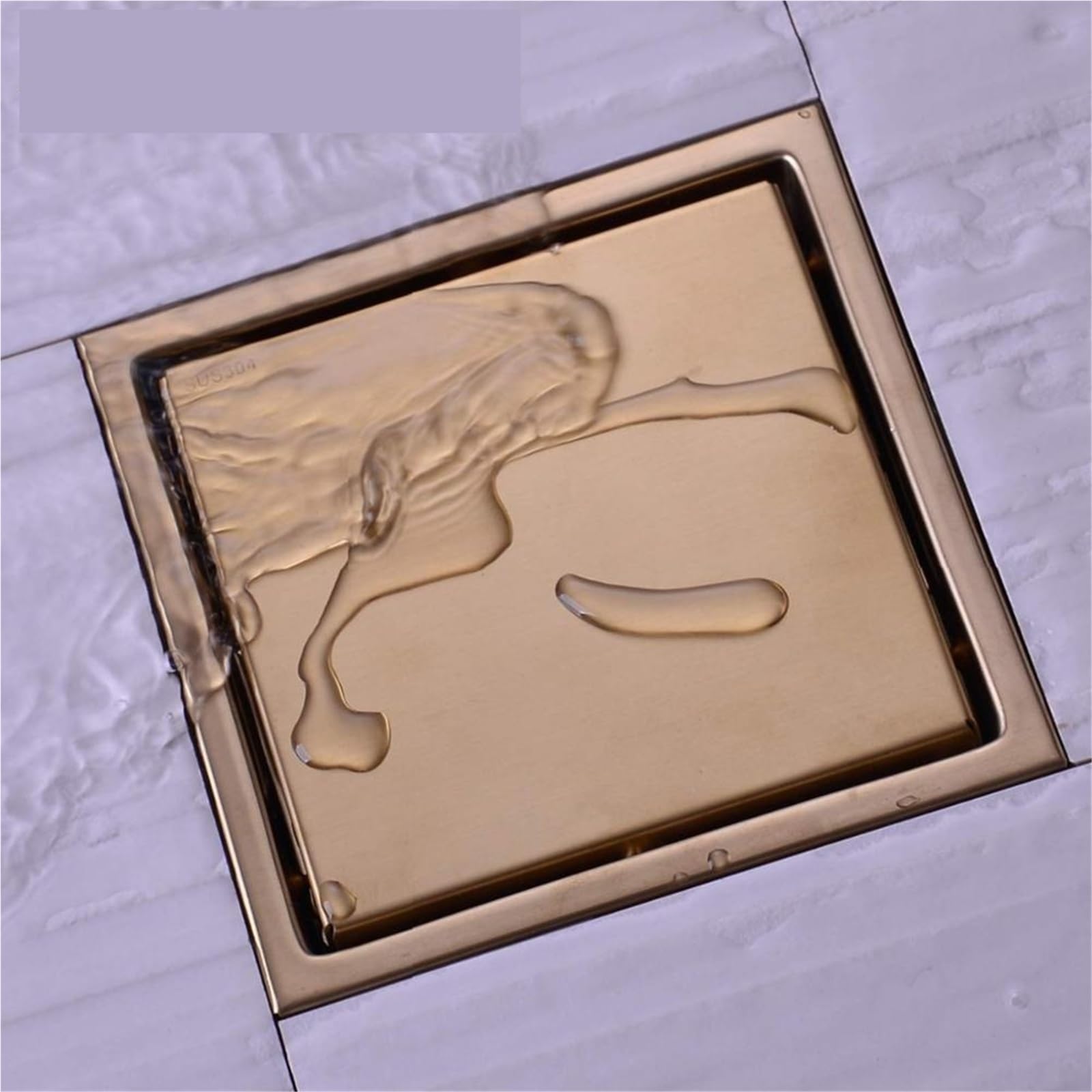 Rejilla Desague Ducha Desagüe de Ducha, desagüe Suelo for baño, Inserto baldosas, Rejillas cuadradas for, Acero Inoxidable Cepillado Dorado(Black)