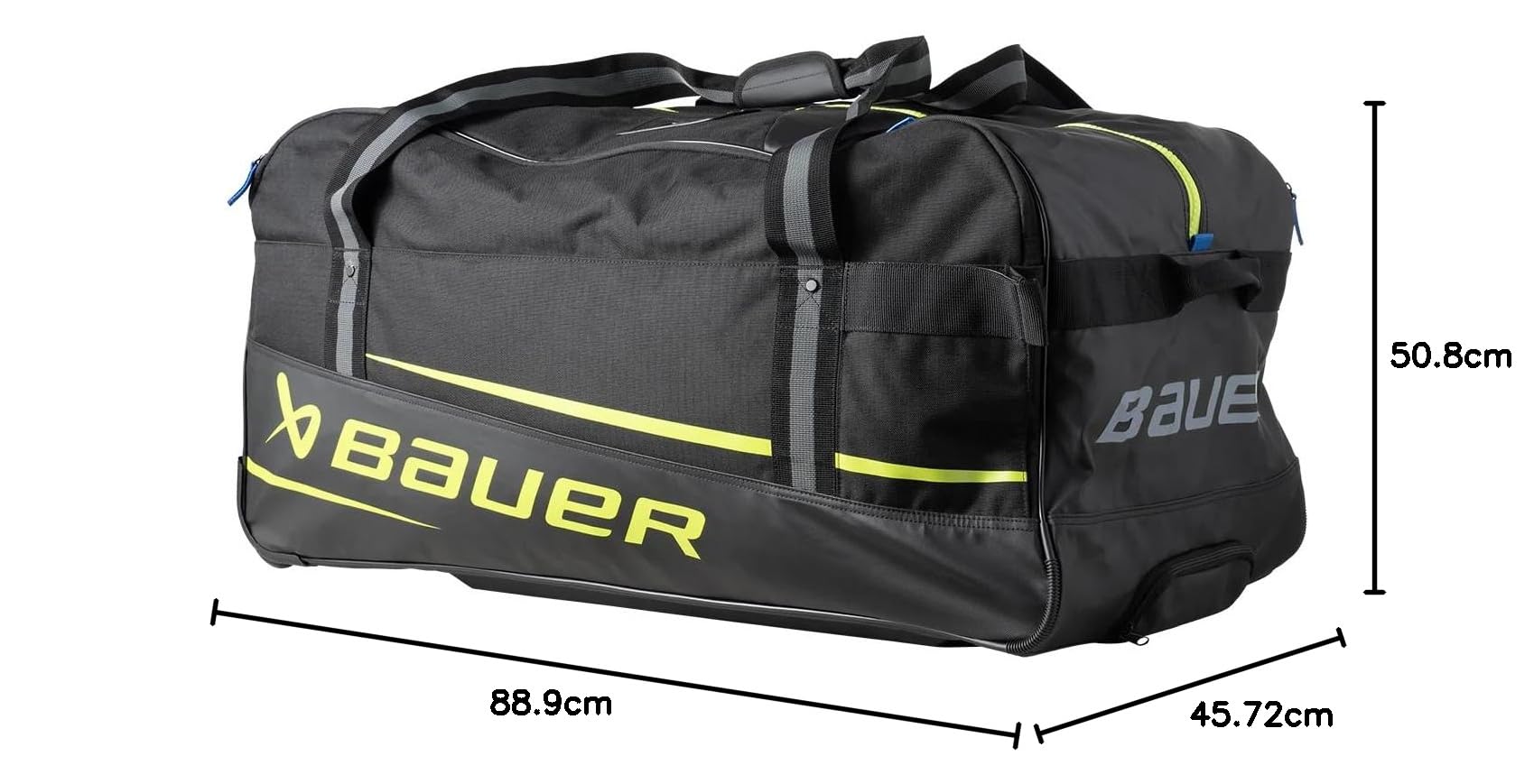 Bauer Hockey Premium Wheel Bag '24 (Nero/Neon, Junior/Medium (81,3 x 45,7 x 40,6 cm)