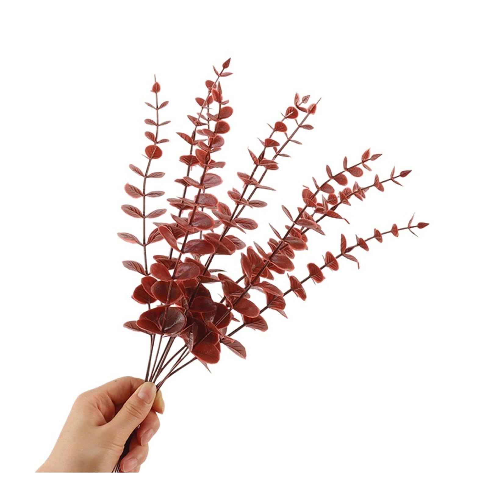 YGLEEULI Artificial Foliage Stems 5pcs/Lot Artificial Gold Eucalyptus Branch Stem Plants for Wedding Flower Arrangement Greenery Home Decoration(Color5)
