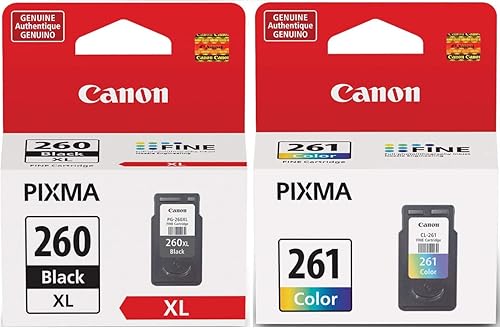 Canon Cartucho de tinta negra PG-260 XL + cartucho de tinta de color CL-261 (embalaje al por menor)