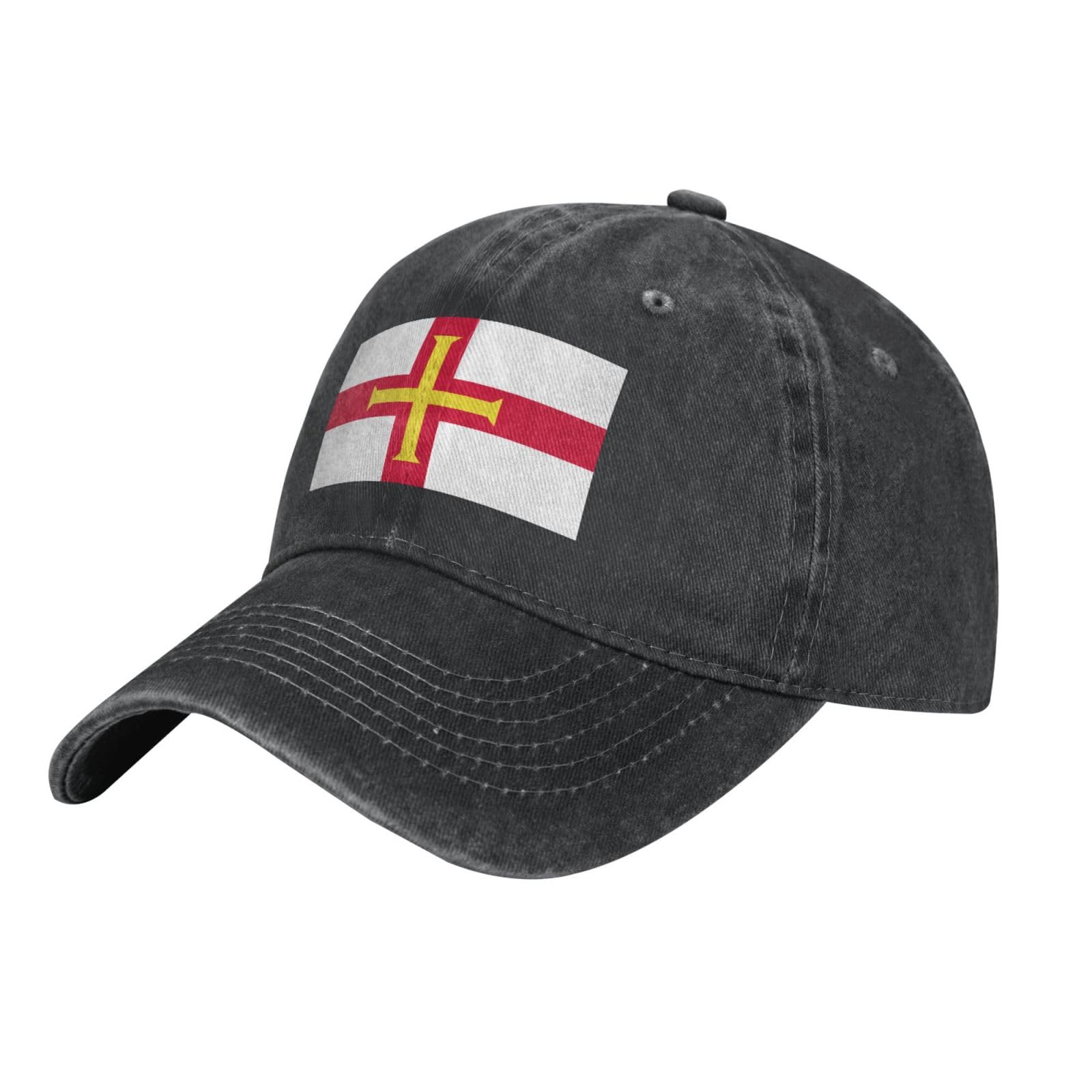 Kwqdozf Unisex Black Flag Of Guernsey Baseball Cap For Men Women Dad Hat Adjustable Cap