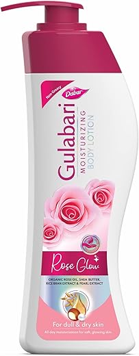 Dabur Gulabari Moisturizing Body Lotion – 400ml For Dry & Dull Skin, Made with 100% Organic Rose Oil, Dermatologically Tested and Paraben Free
