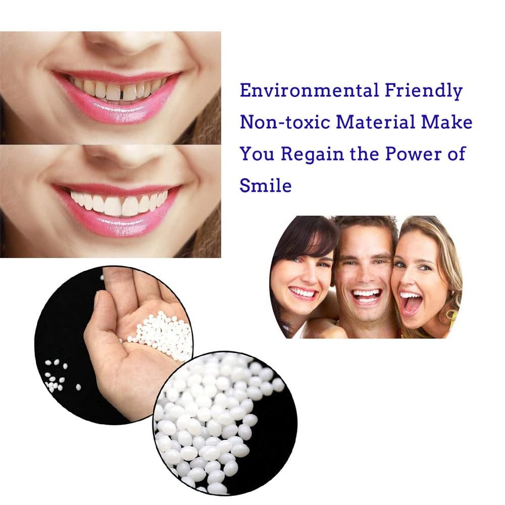 Cuentas térmicas de relleno de dientes, hazlo tú mismo, dientes falsos moldeables para reparación temporal de dientes, kit de reemplazo de dientes perdidos y rotos (paquete de 2) 5