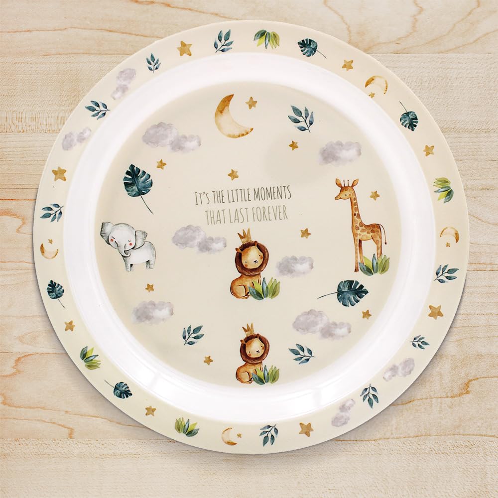 Little Moments Meal Plate for Kids Toddler BPA Free Lion Elephant Giraffe Design