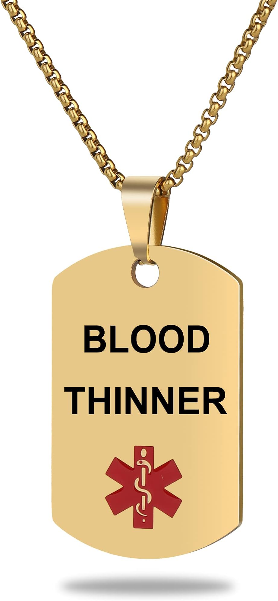 Medical Alert Necklace Custom Engraving Stainless Steel ID Tag Pendant for Men Women