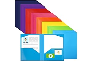 8-Color, 32-Pack Heavy Duty Plastic Folders with Pockets by EOOUT