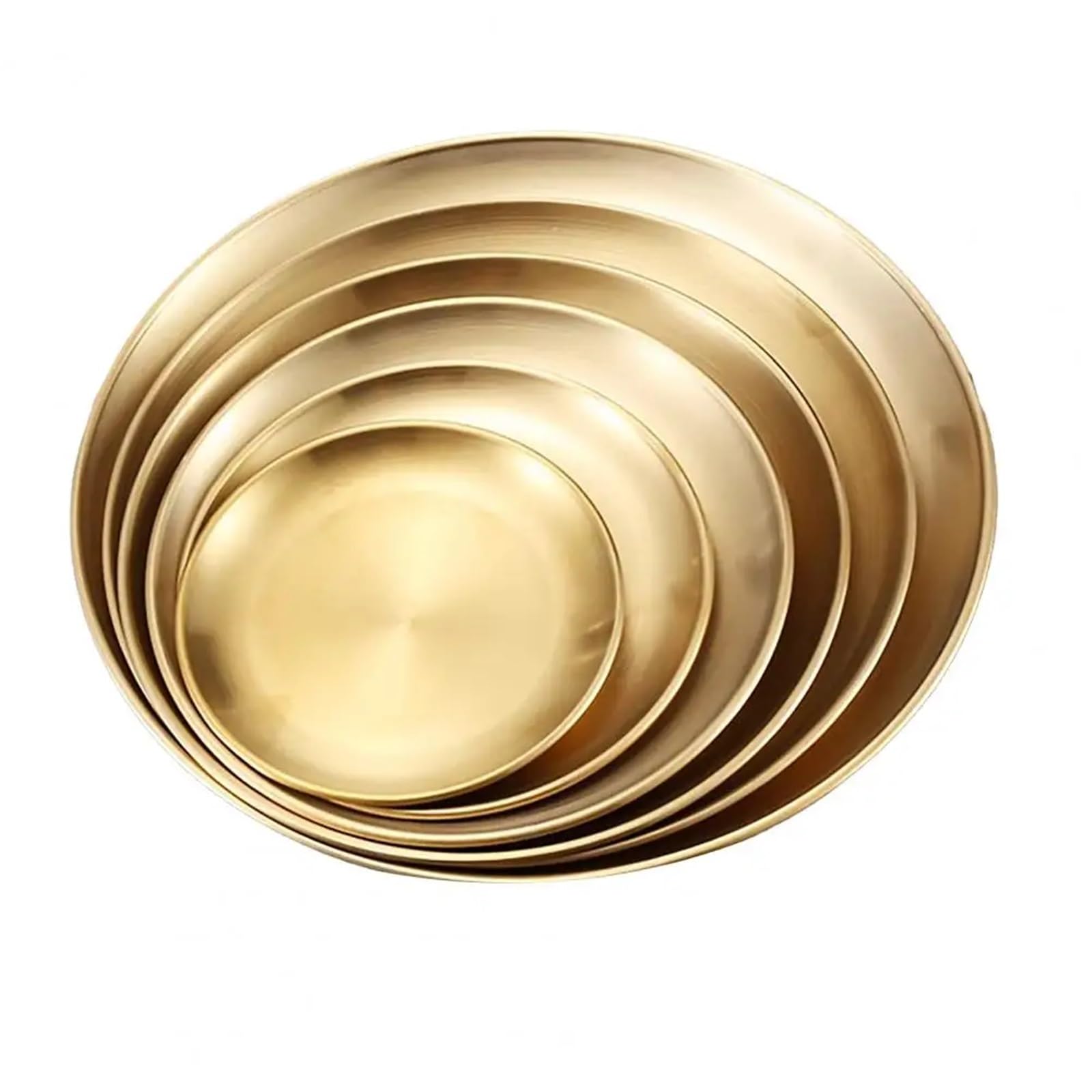4 pezzi Vassoio da portata in acciaio inossidabile in metallo Piatto rotondo in for frutta per Cucina(Silver,23cm)