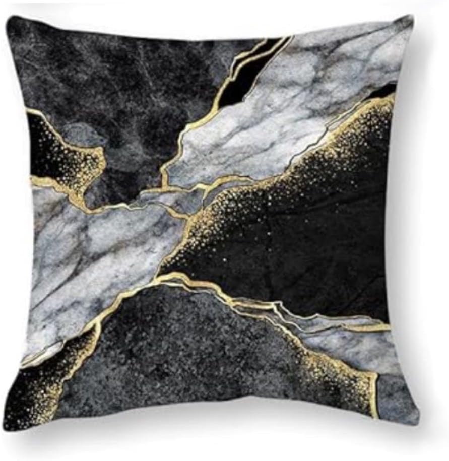 RYKEEN Marble Texture Pillow Cover 18 x 18 Inch Set of 4 Abstract Ink Black Gold Grey Texture Modern Decorative Throw Pillow Cover for Couch Living Room (18x18 Inch) - Image 5