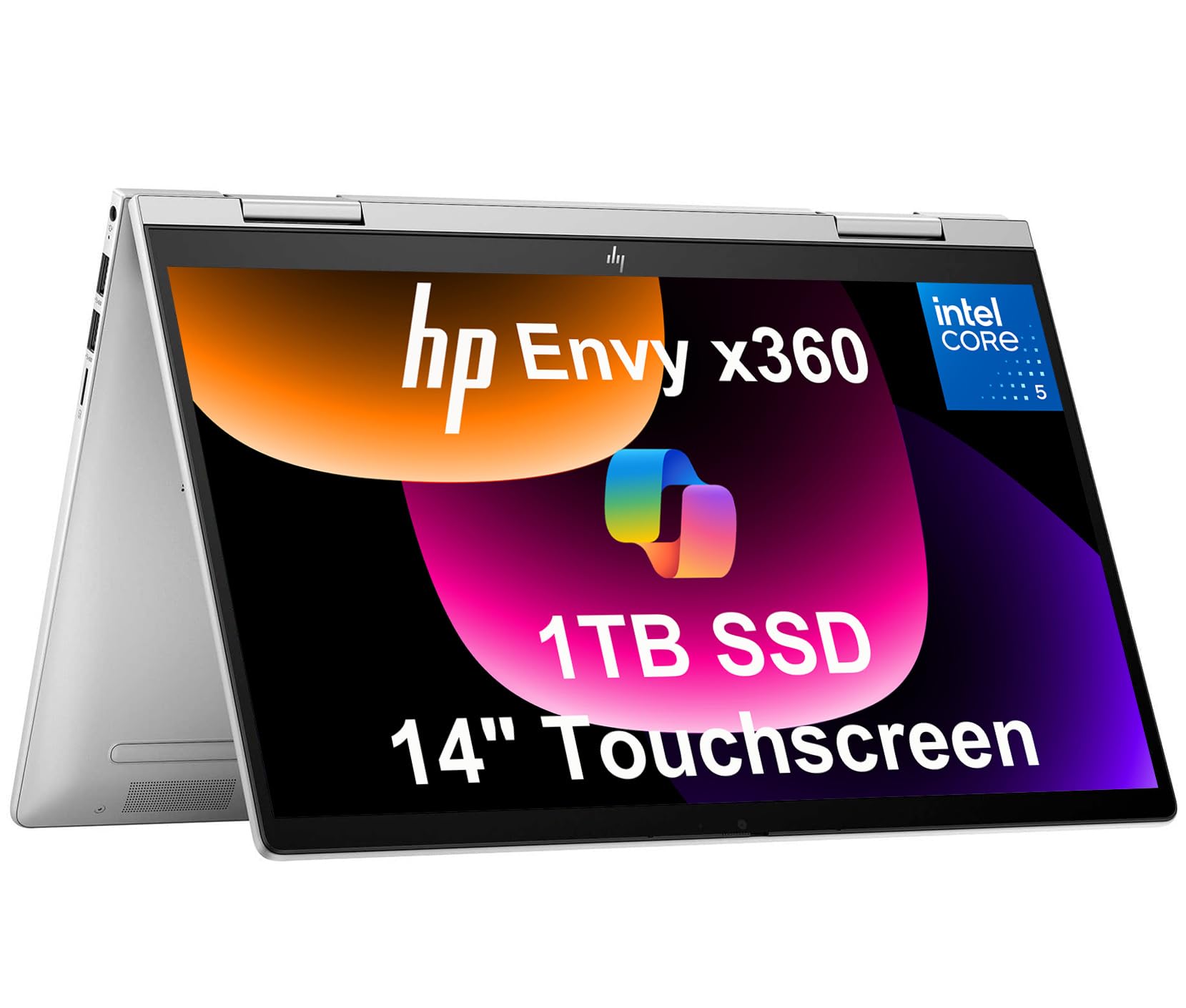 2025 HP Envy x360 2-in-1 Touchscreen Laptop (14" FHD, Intel 10-Core Core 5 120U (> i7-1355U), 8GB RAM, 1TB SSD) for Creator, Designer, Photographer, 5MP Webcam, Fingerprint, Backlit KB, Win 11 Home