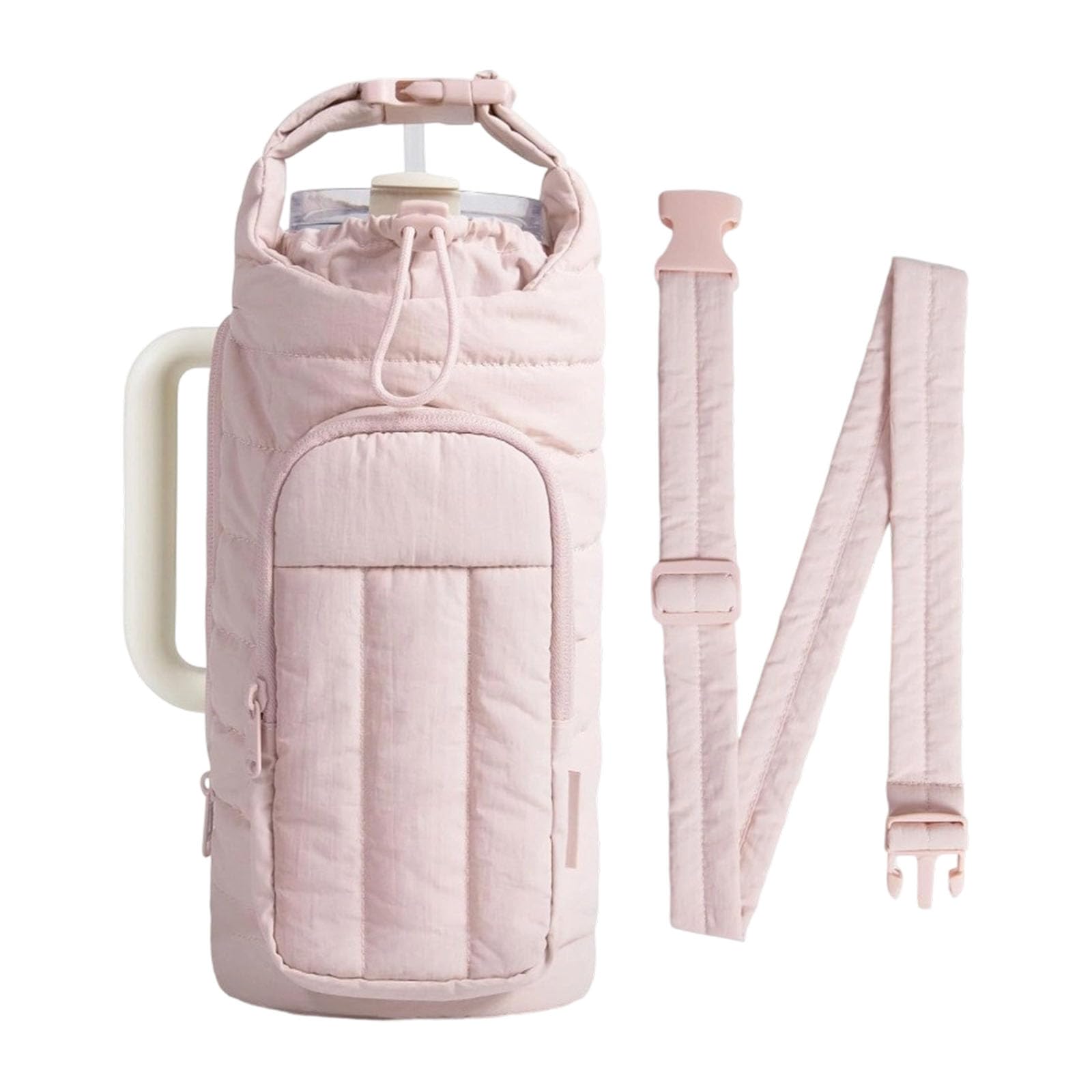Hsioluted Outdoors Sports Insulated Water Bottle Crossbody Bag Large Capacity Sturdy Fabric Carriers for Hiking Travel Thermal Cup Holders Water Bottle Carrier Bag