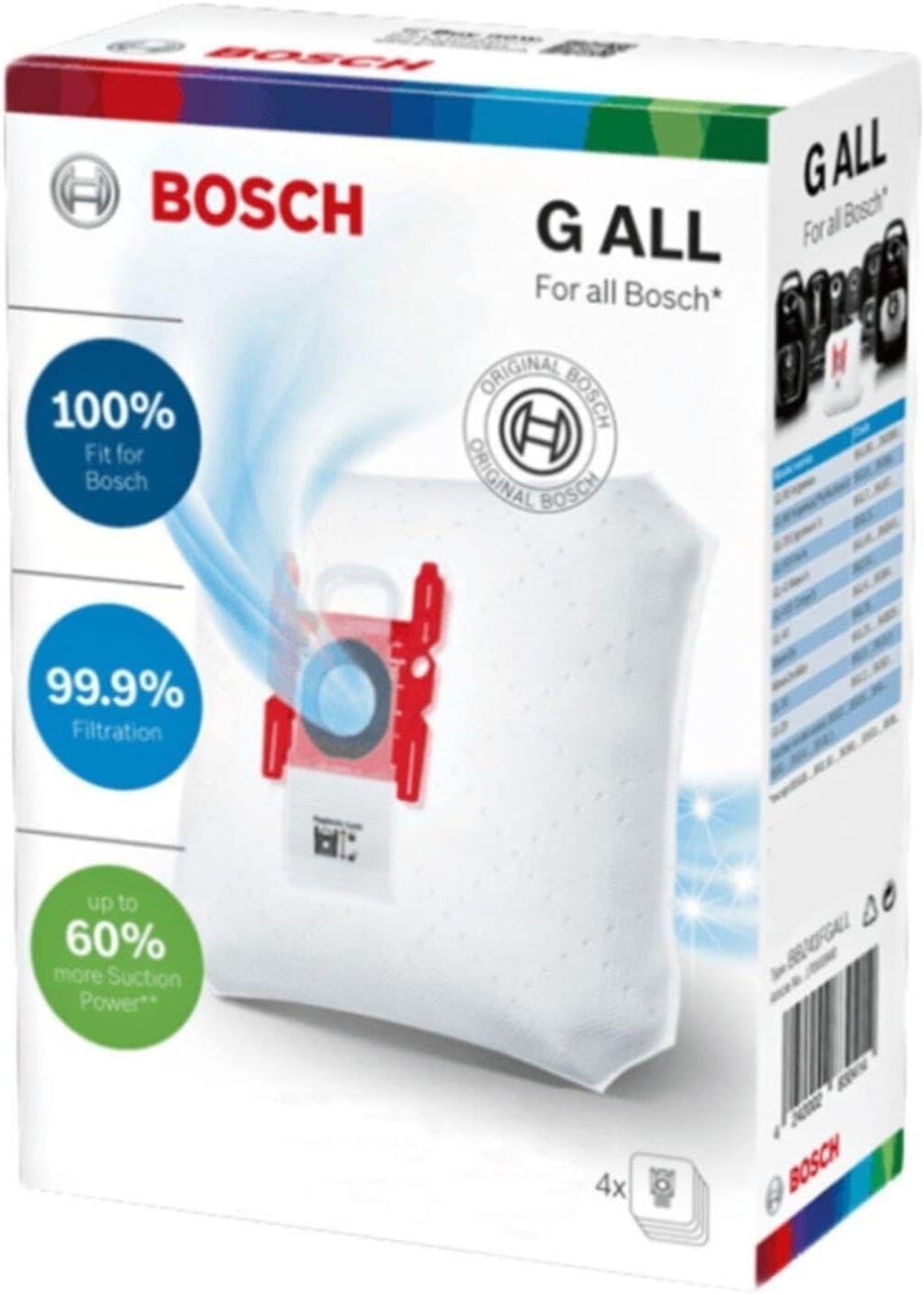 Bosch BSG 6000-6999 Serisi ile Uyumlu 4'lü Toz Torbası Seti, Beyaz