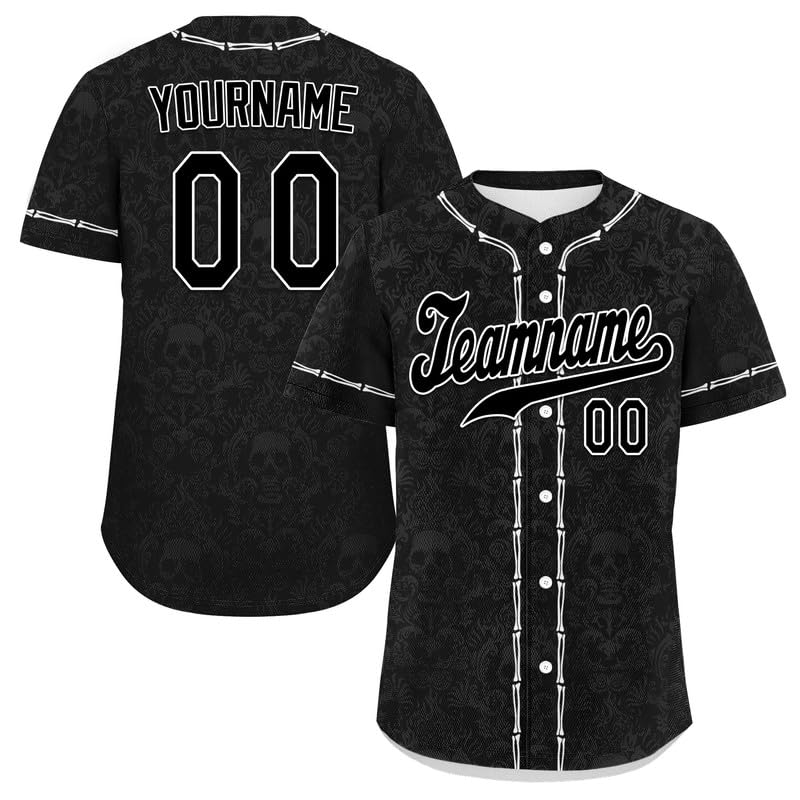 coolcustomize Custom Skull Baseball Jersey for Men Youth Team Gothic Sports Uniform Short Sleeve Softball Shirts with Name/Logo — image 1