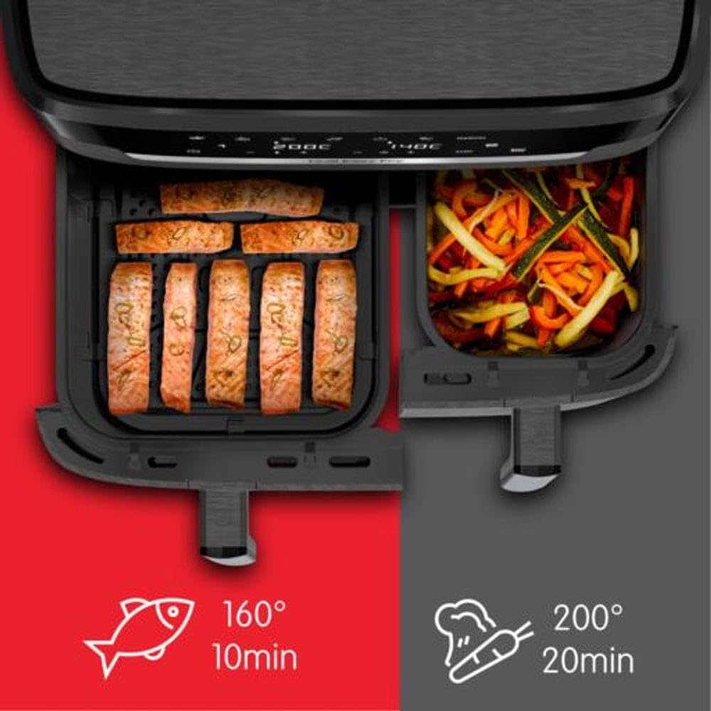 Moulinex Dual Easy Fry XXL Friteuse sans huile, Capacité 11 L, cuisson synchronisée, 7 programmes automatiques, Écran tactile, air fryer EZ942HF0