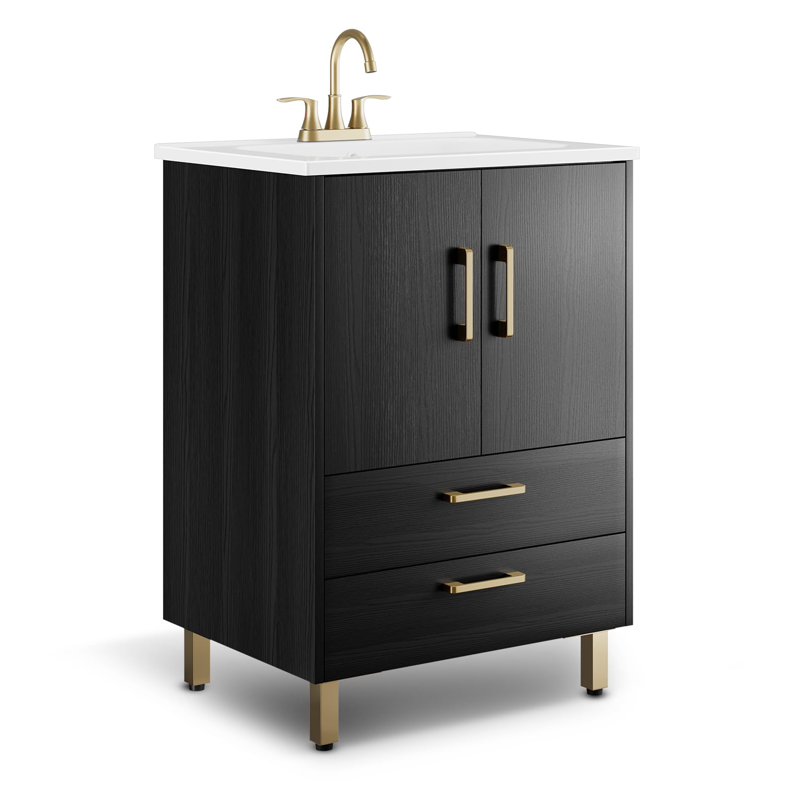 phiestina Fully Pre-Assembled Black 24 inch Vanity