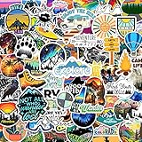 200 Pieces Outdoor Hiking Stickers,Camping Sticker Pack Waterproof Vinyl Travel Nature Decal for Water Bottles lapto Cup Car, Wilderness Nature for Camper, Luggage