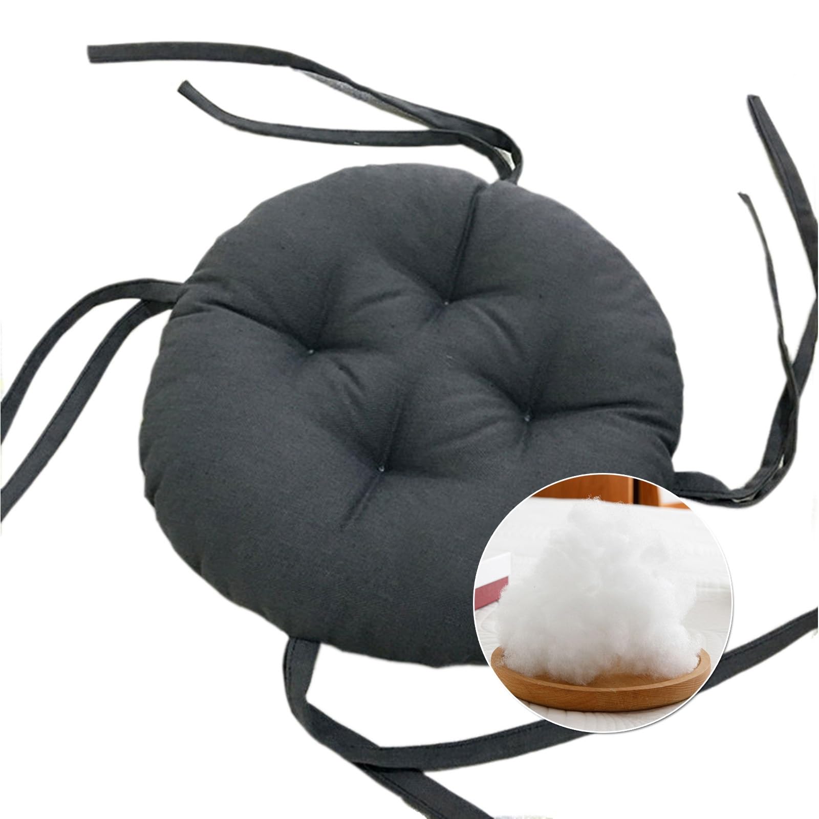 SVFOEBJM Chair Cushion With Ties Round Thick Office Chairs Seat Cushion Comfy Bar Stool Cushion Diameter 32/40/45/50cm(Gray,30cm)