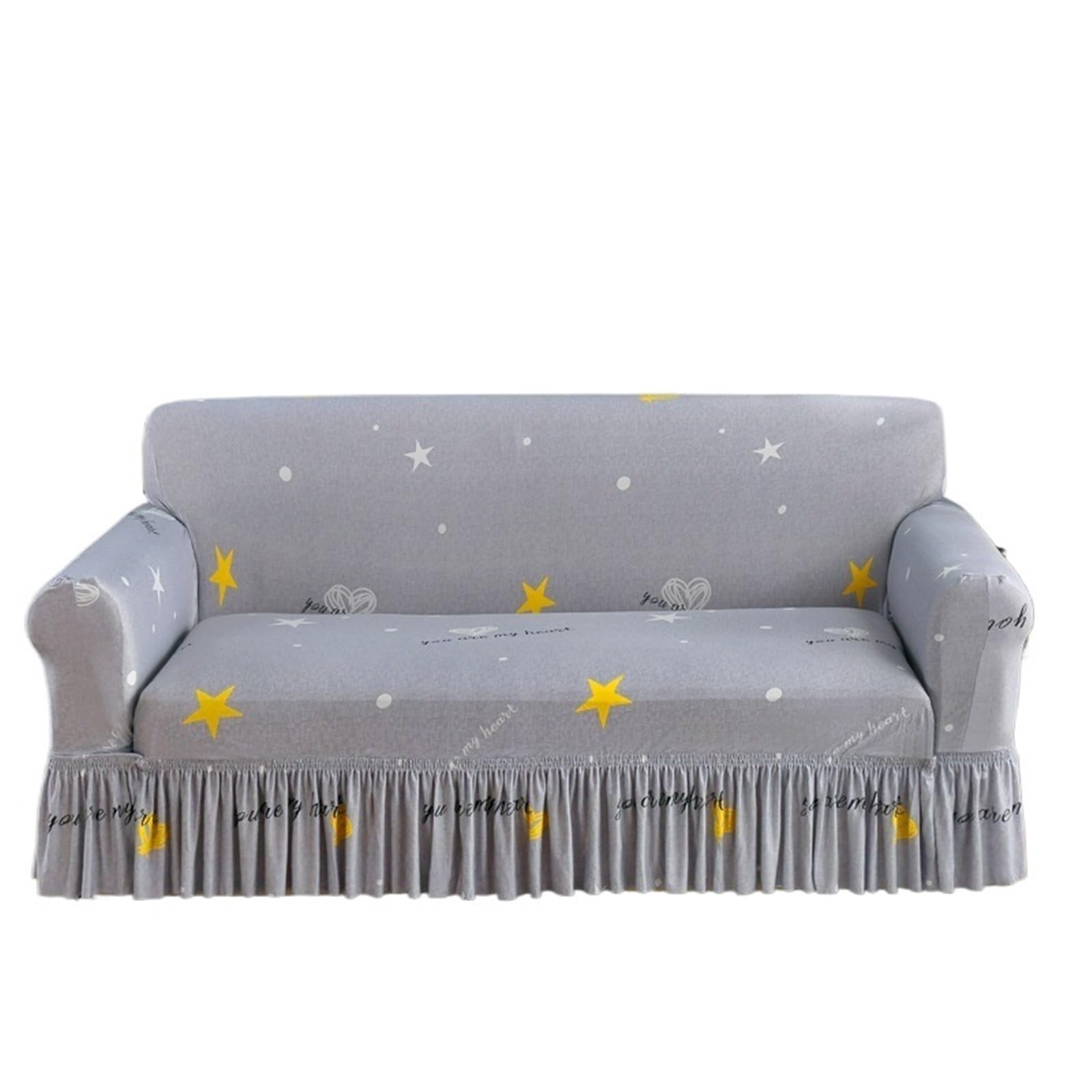 GCYEIDMA Skirt Sofa Cover Stretchable Sofa Cover with Skirt Washable Furniture Protector Printed Slipcovers with Elastic Bottom for Living Room(Color 18,2-seater 145-185cm)