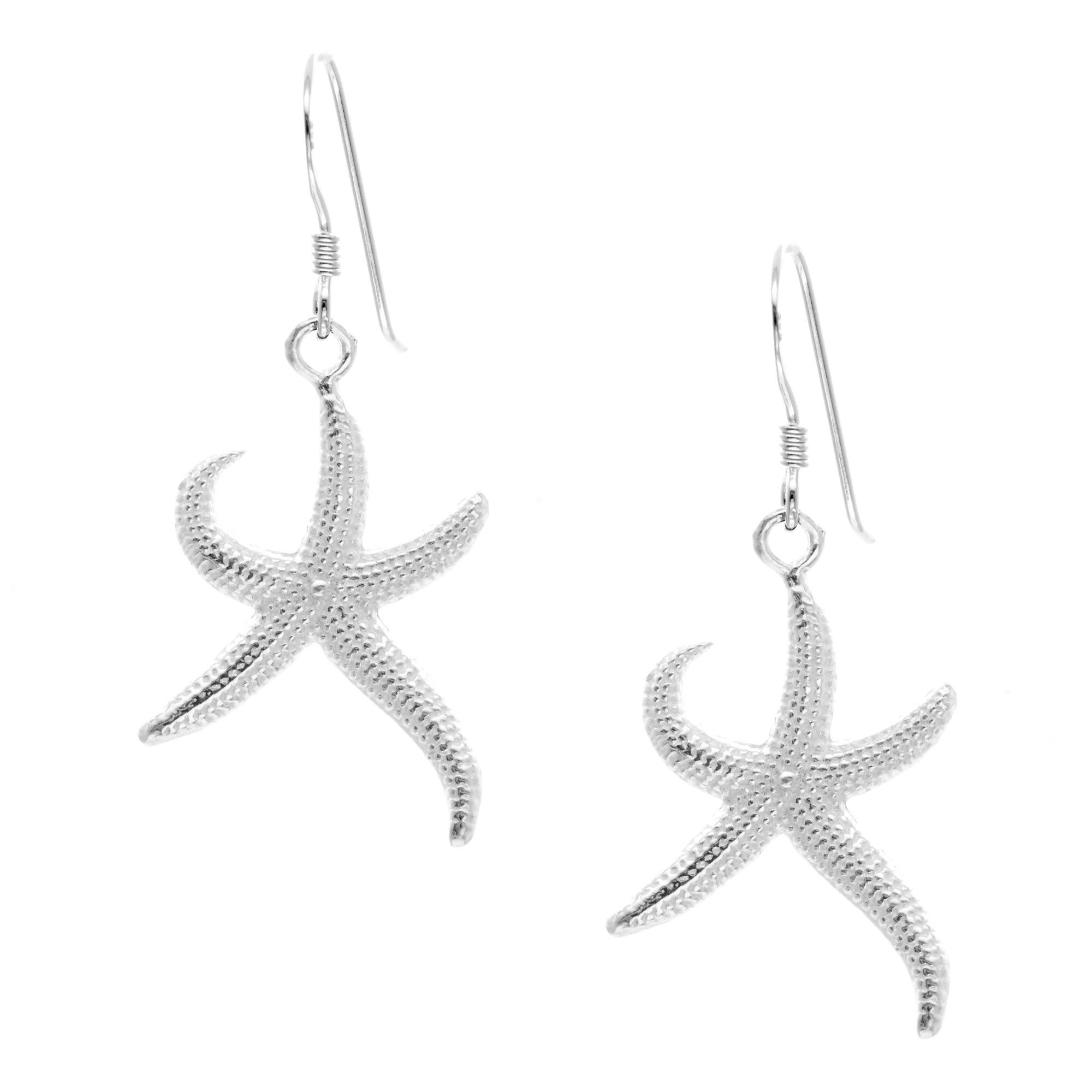 Orecchini in smalto a forma di stella marina in argento, orecchini a