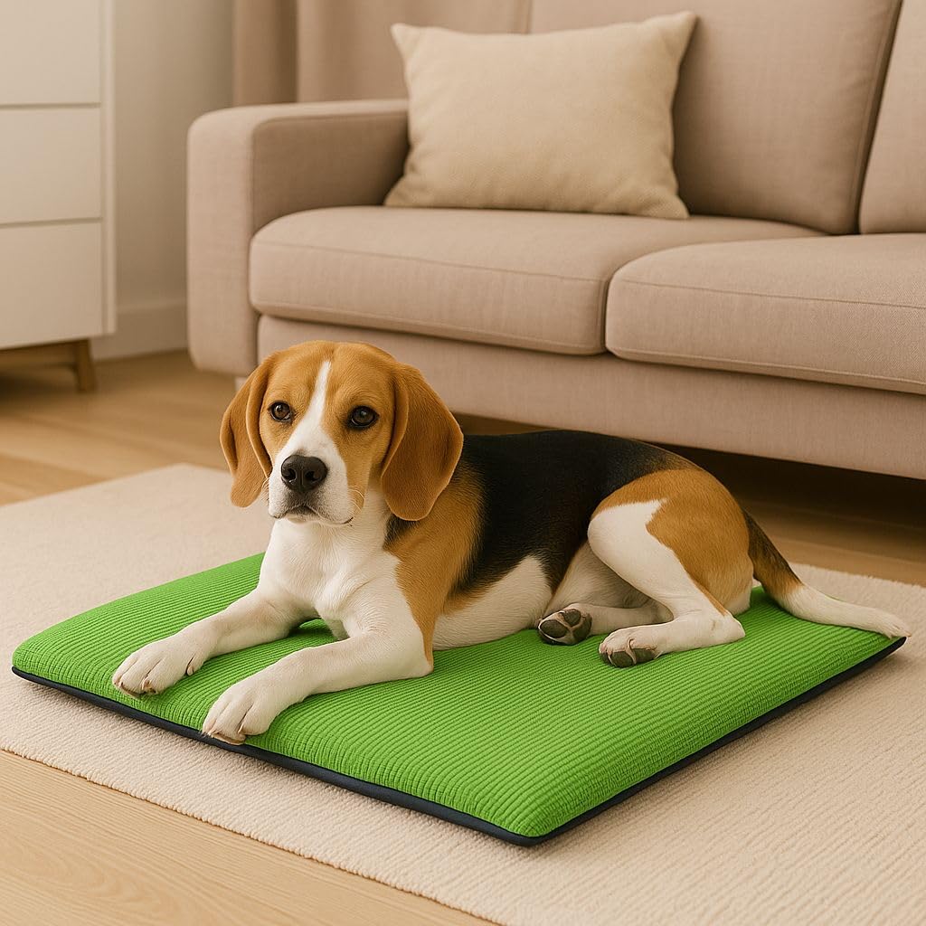 LavishFashionTown Dog Mat Pet Bed Mattress with Removable Zipper Fleece Cover Non Slip Base Soft Cushion for Dogs & Cats 70 x 95 cm - Green — image 1