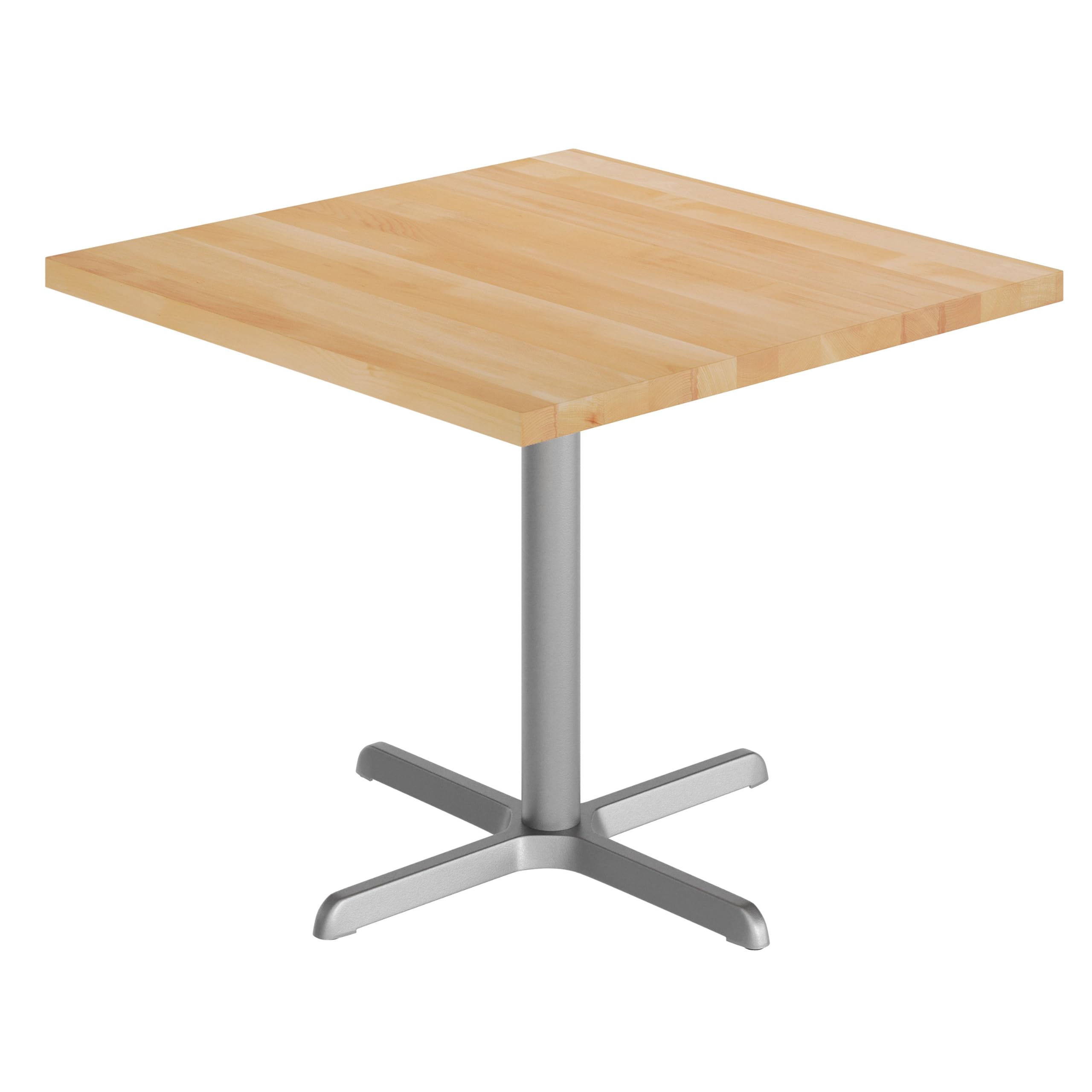 Photo 1 of **star base only*************************
Flash Furniture Bennett 36" Square Solid Wood Commercial Indoor Tabletop in Natural with 30" x 30" Dining Height Silver Cast Iron X Base, 400 lb. Static Capacity