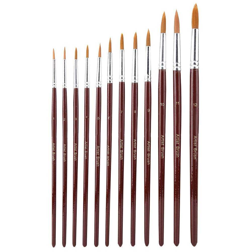 Lot De 20 Pinceaux Peinture SUTOUG - Pointe Ronde, Nylon Et Bois - Pour Acrylique, Huile, Aquarelle - Taille 5/8 à 2/0