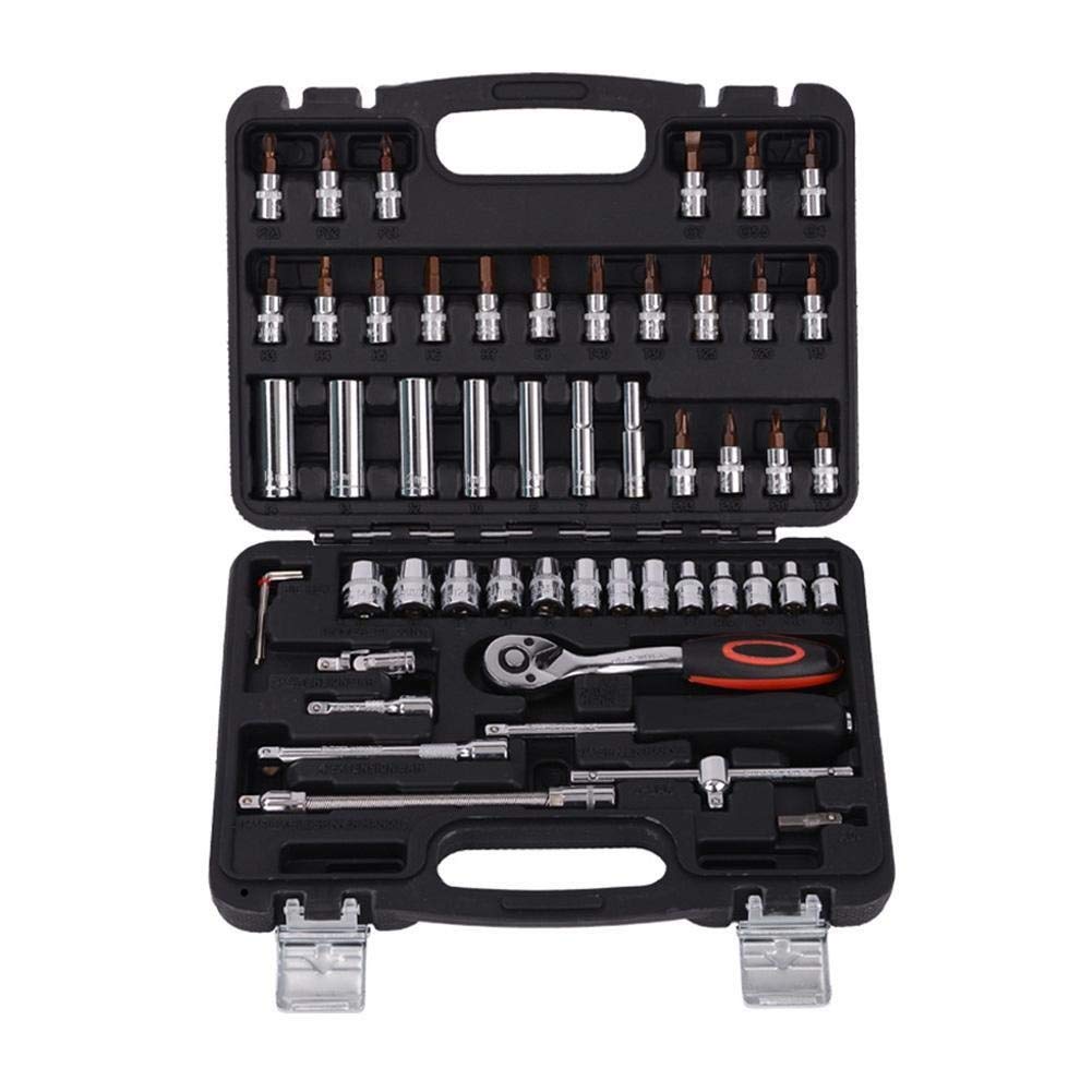 Herramientas de Talla de carpintería 53pcs Profesional Llave de Vaso de Juego de Destornilladores Llave trinquetes Sistema del Kit de Herramientas de reparación de automóviles combinación de la Mano