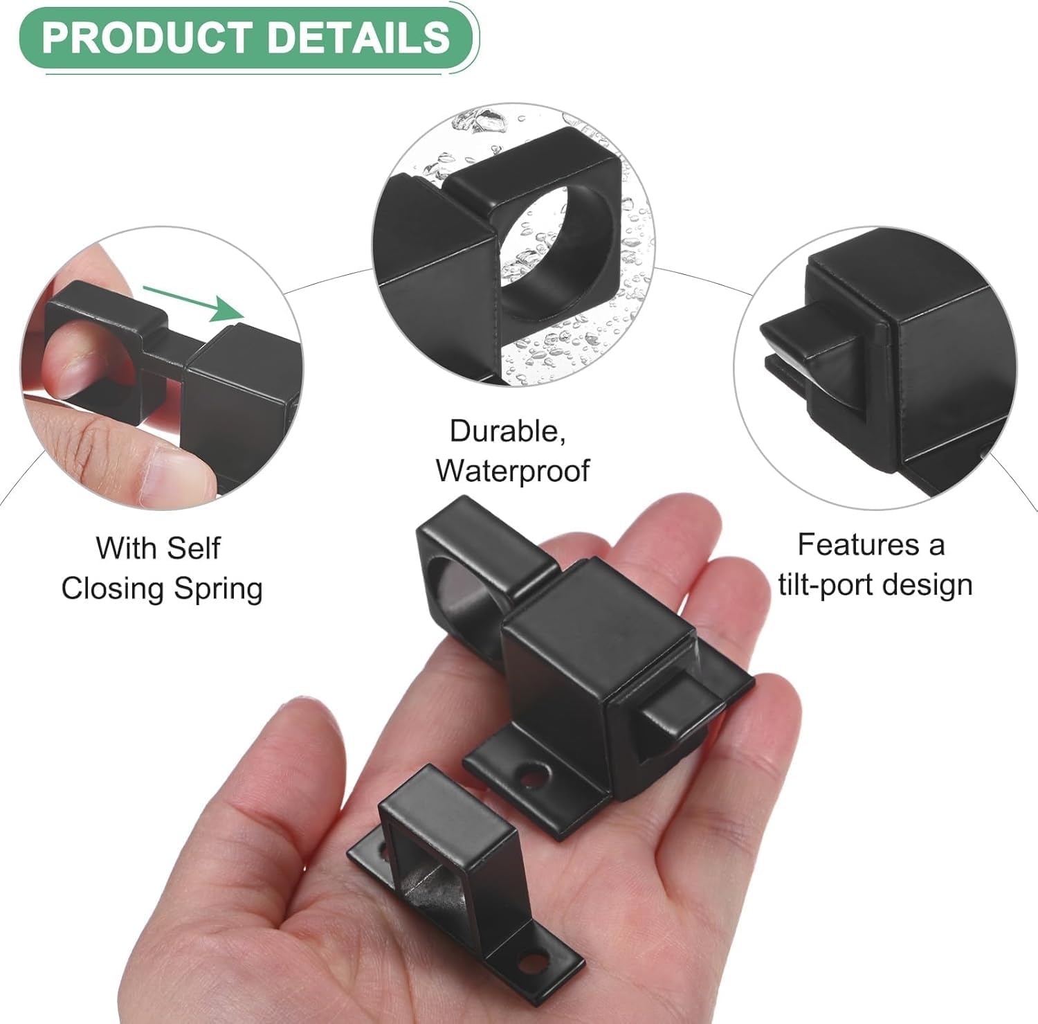 AINIFU Automatic Window Door Spring Bouncing Lock Self-Closing Metal Door Latches Aluminum Alloy Automatic Gate Latch with Spring Loaded Pin, Security Window & Cabinet Lock