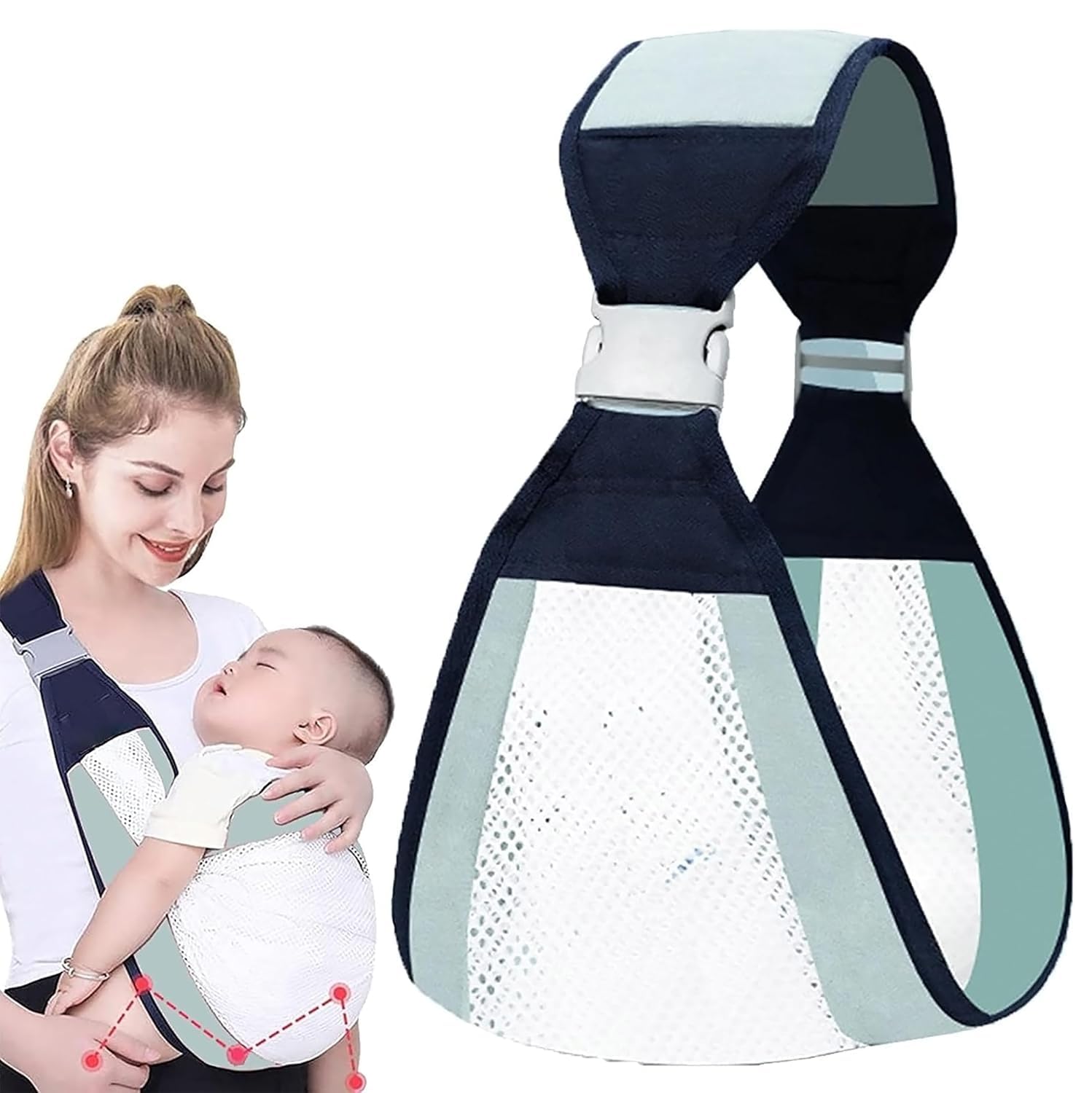SIMESTICH Mesh Baby Wrap Carrier Belt – Adjustable Baby Sling with Wide Shoulder Straps for Newborns & Infants Lightweight, Breathable Baby Wearing Wrap for Outdoor Use-image-47