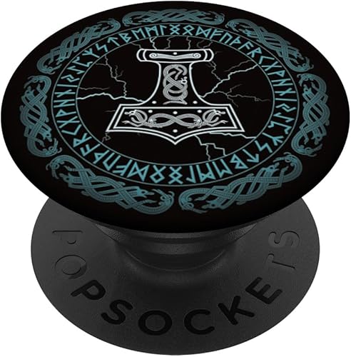 Thor's Hammer Mjolnir Asgard Viking Runes PopSockets PopSockets intercambiable PopGrip