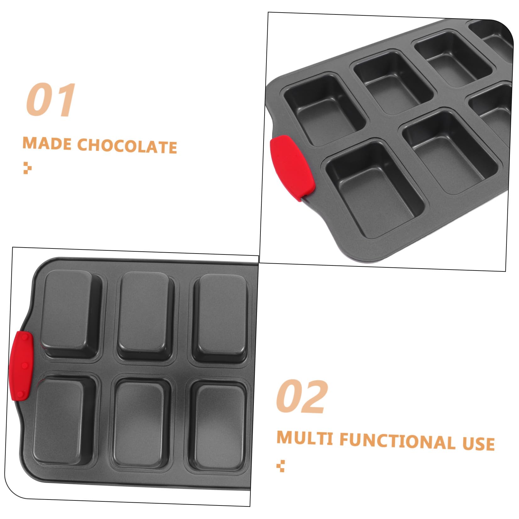 Teglia Rettangolare per Muffin in Acciaio Inox 8 Cavità Antiaderenti Manico Resistente al Calore per Cottura di Mini Torte e Pane